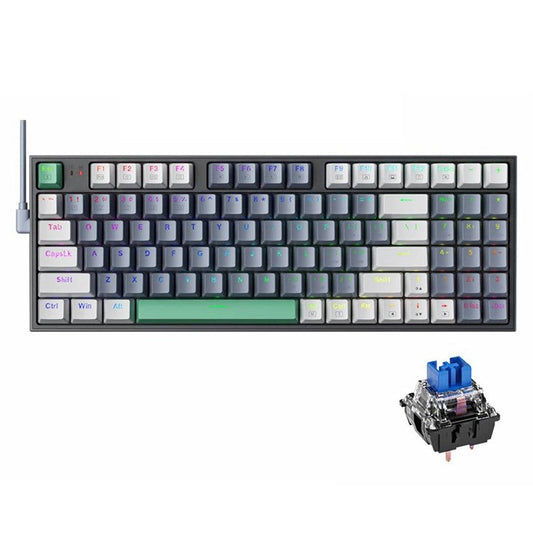 MACHENIKE K500-94 Wired Gaming Keyboard RGB Backlight Mechanical Feel Ergonomic Keyboard - Blue Switch / Grey