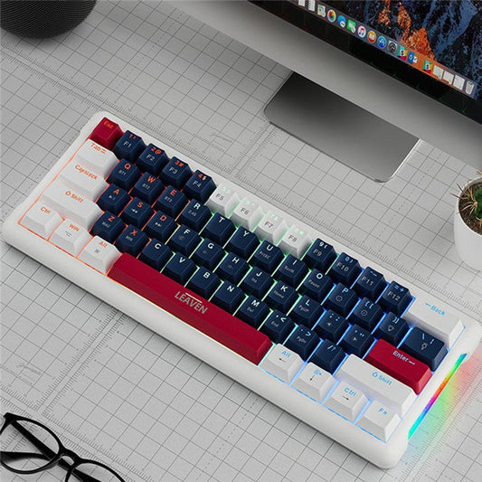 LEAVEN K610 1.6m Wired 61-key Water-cooled E-sports Gaming Mechanical Keyboard, Classic Version - White+Blue+Red / Yellow Switch