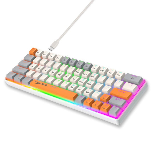 HXSJ V500 Mechanical Wired Keyboard 63 Keys Gaming Keyboard with Backlight Effect - Cyan Switch