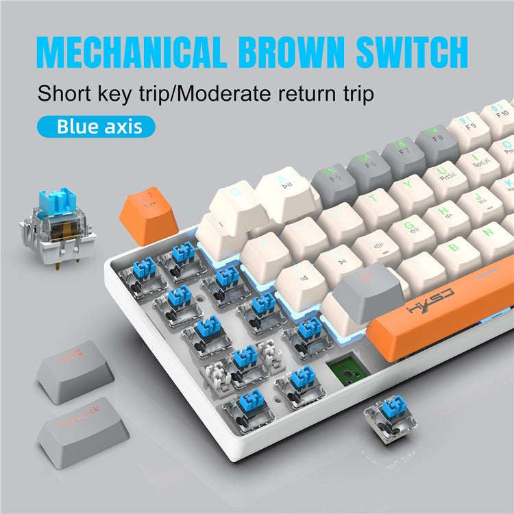 HXSJ V500 Mechanical Wired Keyboard 63 Keys Gaming Keyboard with Backlight Effect - Cyan Switch