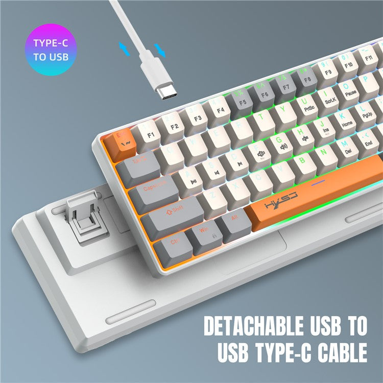 HXSJ V500 Mechanical Wired Keyboard 63 Keys Gaming Keyboard with Backlight Effect - Cyan Switch