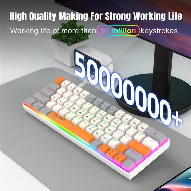 HXSJ V500 Mechanical Wired Keyboard 63 Keys Gaming Keyboard with Backlight Effect - Cyan Switch