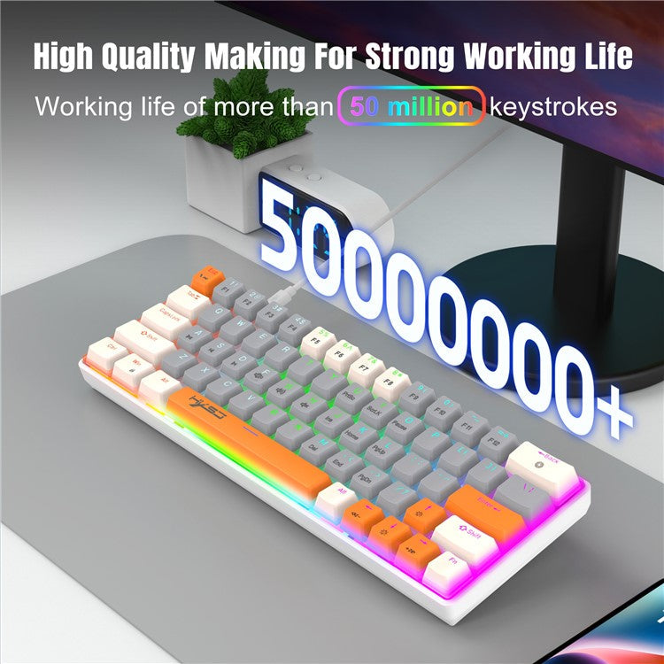 HXSJ V500 Mechanical Wired Keyboard 63 Keys Gaming Keyboard with Backlight Effect - Red Switch