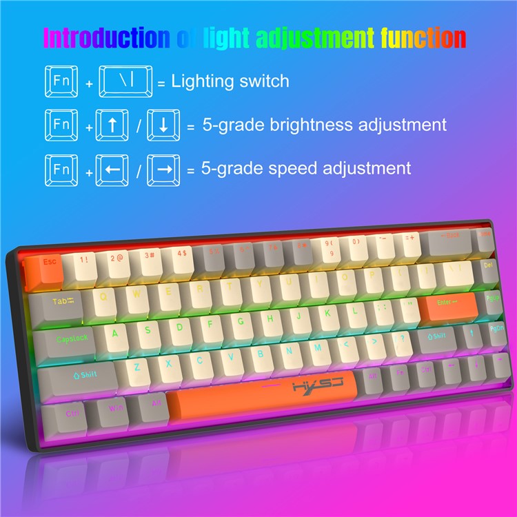 HXSJ K88 Gaming Keyboard 68 Keys Mechanical Wired Keyboard with LED Backlit