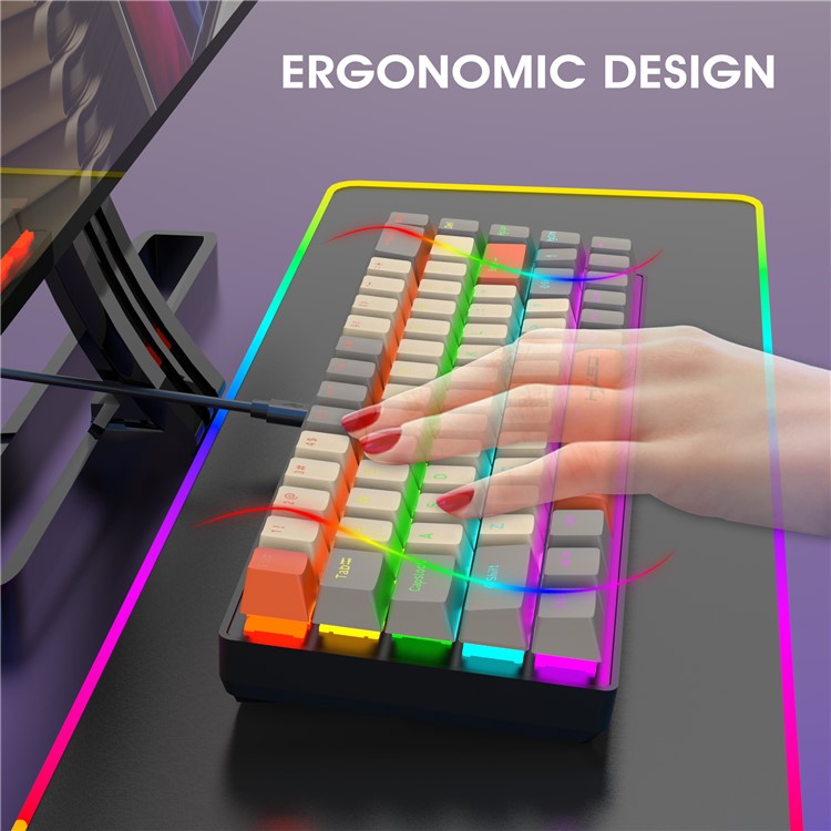 HXSJ K88 Gaming Keyboard 68 Keys Mechanical Wired Keyboard with LED Backlit