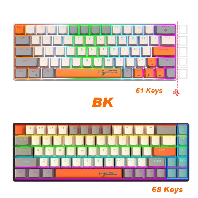 HXSJ K88 Gaming Keyboard 68 Keys Mechanical Wired Keyboard with LED Backlit