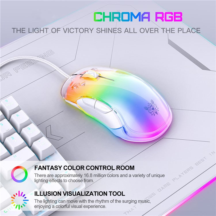 ONIKUMA CW925 USB Wired Gaming Mouse RGB Light Computer Laptop Mice - White