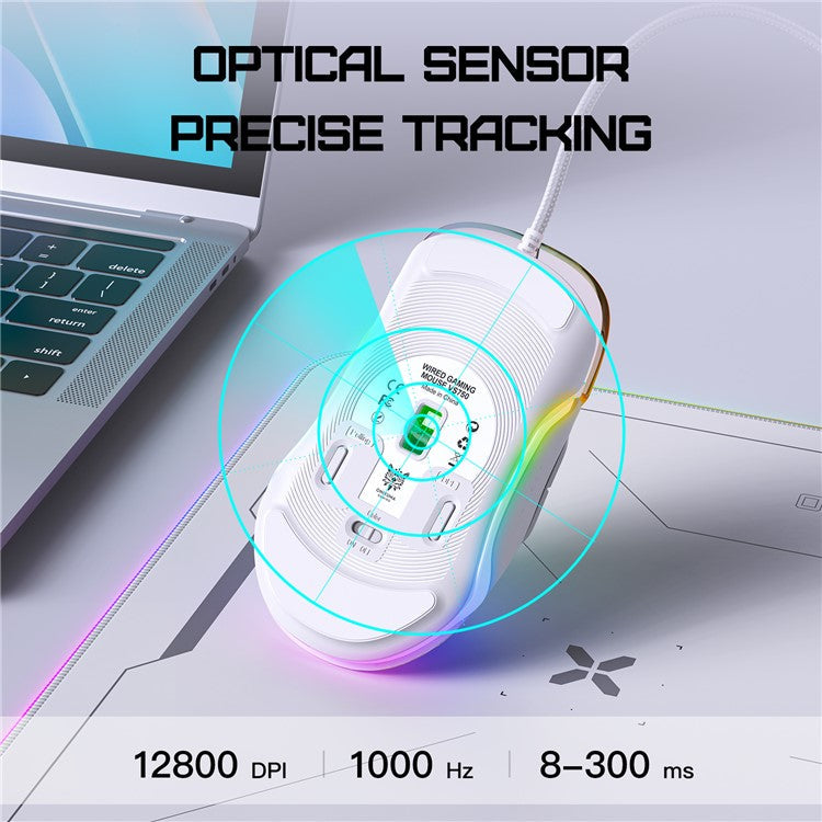 ONIKUMA CW925 USB Wired Gaming Mouse RGB Light Computer Laptop Mice - White