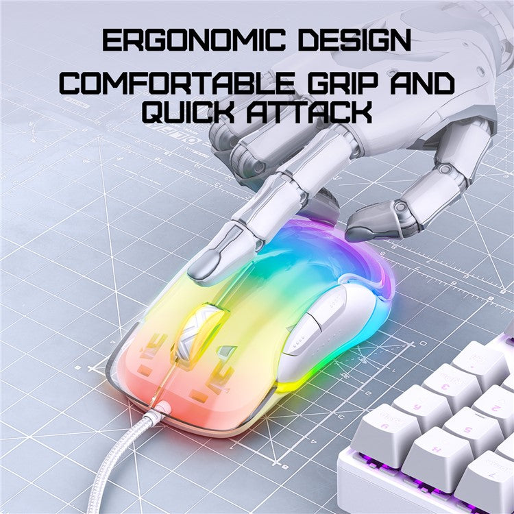 ONIKUMA CW925 USB Wired Gaming Mouse RGB Light Computer Laptop Mice - White