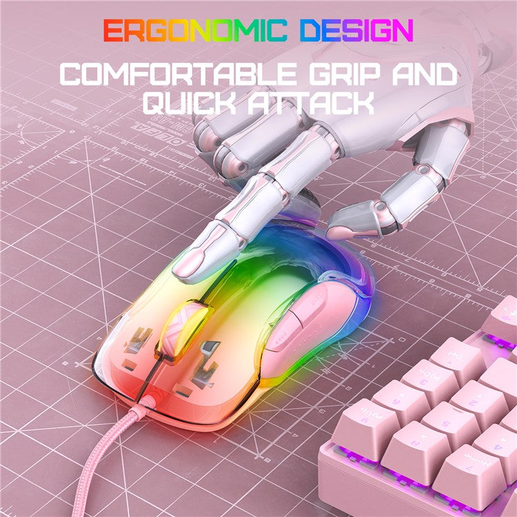 ONIKUMA CW925 USB Wired Gaming Mouse RGB Light Computer Laptop Mice - Pink