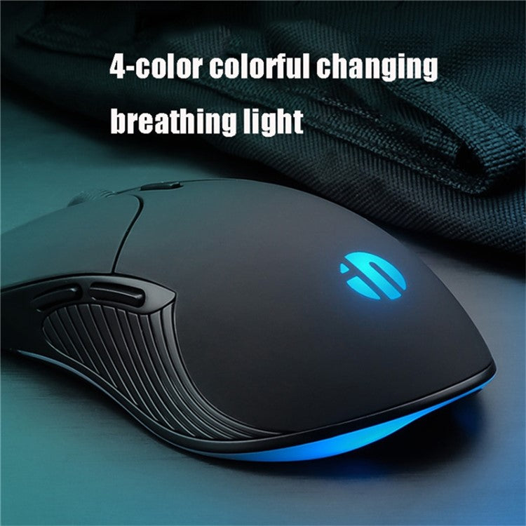 INPHIC PB1 USB Wired Business Office Gaming Mouse Mute Macro Programming Computer Laptop Mice - Black