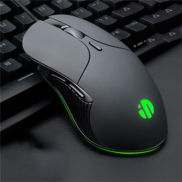INPHIC PB1 USB Wired Business Office Gaming Mouse Mute Macro Programming Computer Laptop Mice - Black