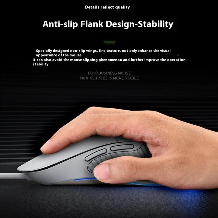 INPHIC PB1 USB Wired Business Office Gaming Mouse Mute Macro Programming Computer Laptop Mice - White