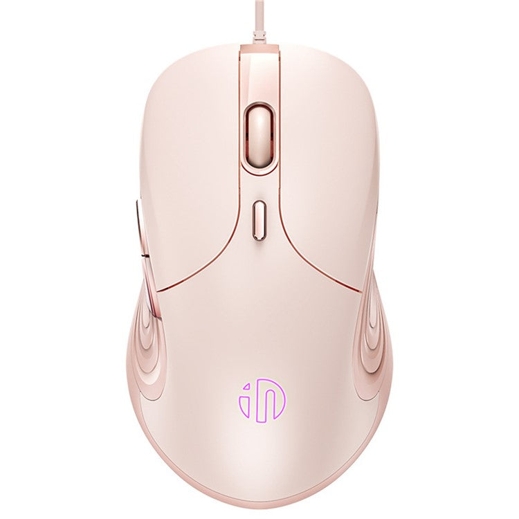 INPHIC B8 USB Wired Mouse for Girls Women 7200DPI 6 Key Mute Gaming Mouse for Laptop PC - Pink