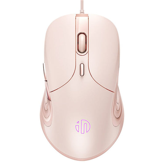 INPHIC B8 USB Wired Mouse for Girls Women 7200DPI 6 Key Mute Gaming Mouse for Laptop PC - Pink