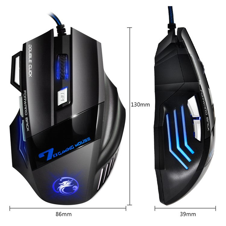 IMICE X7 Gaming Mouse USB Wired Mouse 7 Buttons Optical USB Wired Mice RGB Backlit - Black