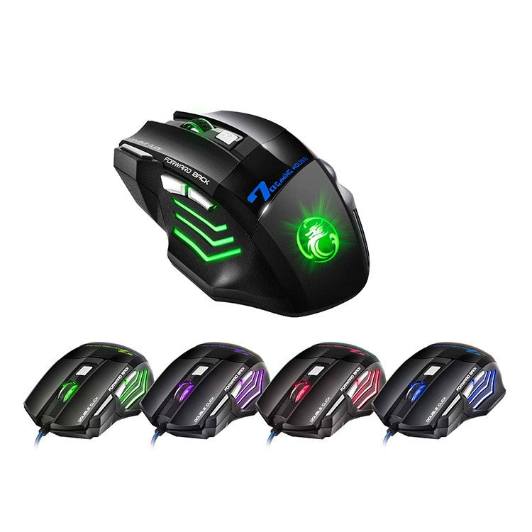 IMICE X7 Gaming Mouse USB Wired Mouse 7 Buttons Optical USB Wired Mice RGB Backlit - Black