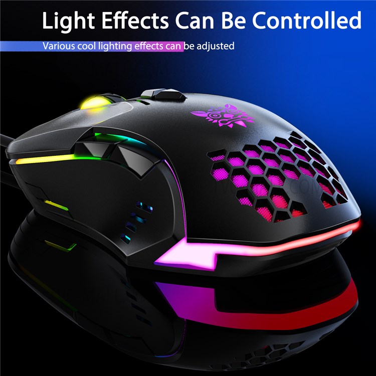ONIKUMA CW902 6400 DPI Computer Mouse RGB Backlit USB Optical Ergonomic Gaming Mouse for PC Gaming - Black