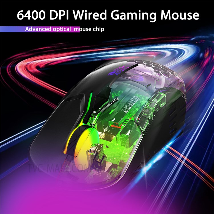 ONIKUMA CW902 6400 DPI Computer Mouse RGB Backlit USB Optical Ergonomic Gaming Mouse for PC Gaming - Black