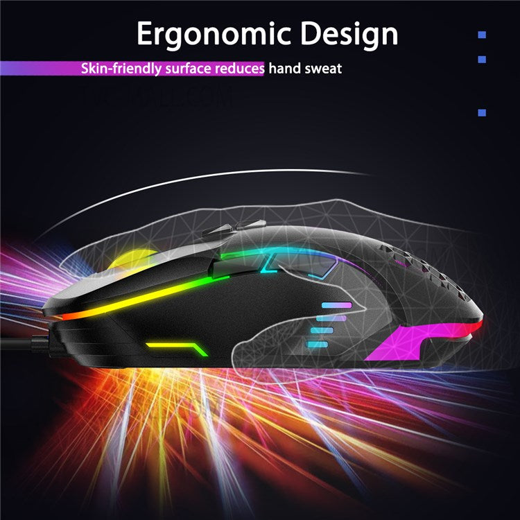 ONIKUMA CW902 6400 DPI Computer Mouse RGB Backlit USB Optical Ergonomic Gaming Mouse for PC Gaming - Black