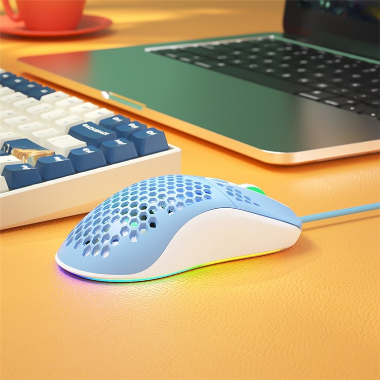 IBLANCOD GM01 Lightweight Honeycomb Gaming Mouse 6D Programmable Mice with RGB Backlit - Black