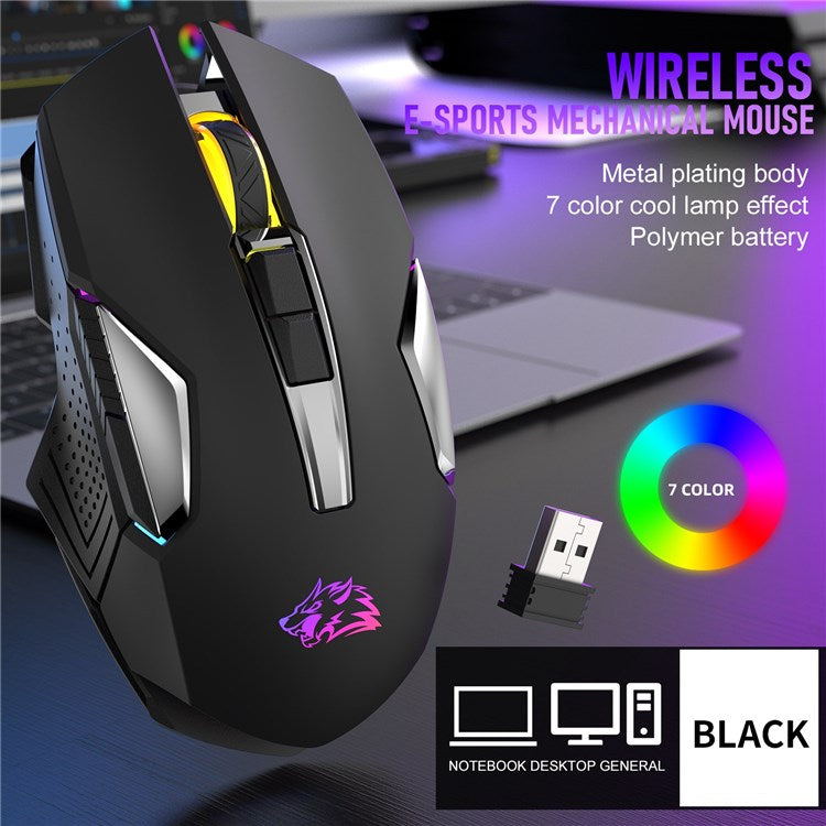 ZIYOU LANG X18 2.4GHz Wireless Bluetooth Mouse RGB Light 3 DPI Adjustable Cordless Computer Accessories - Black