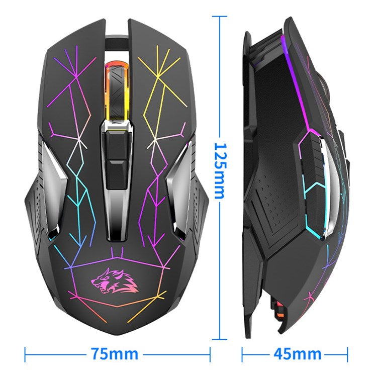 ZIYOU LANG X18 2.4GHz Wireless Bluetooth Mouse RGB Light 3 DPI Adjustable Cordless Computer Accessories - Black