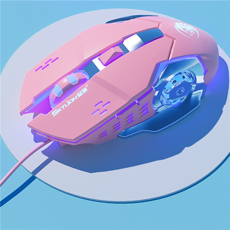 SKYLiON F5 2400 DPI 6 Keys USB Wired Breathing Light Gaming Mouse Computer Laptop Gaming Mice - Pink Mute