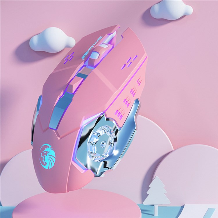 SKYLiON F5 2400 DPI 6 Keys USB Wired Breathing Light Gaming Mouse Computer Laptop Gaming Mice - Pink Mute