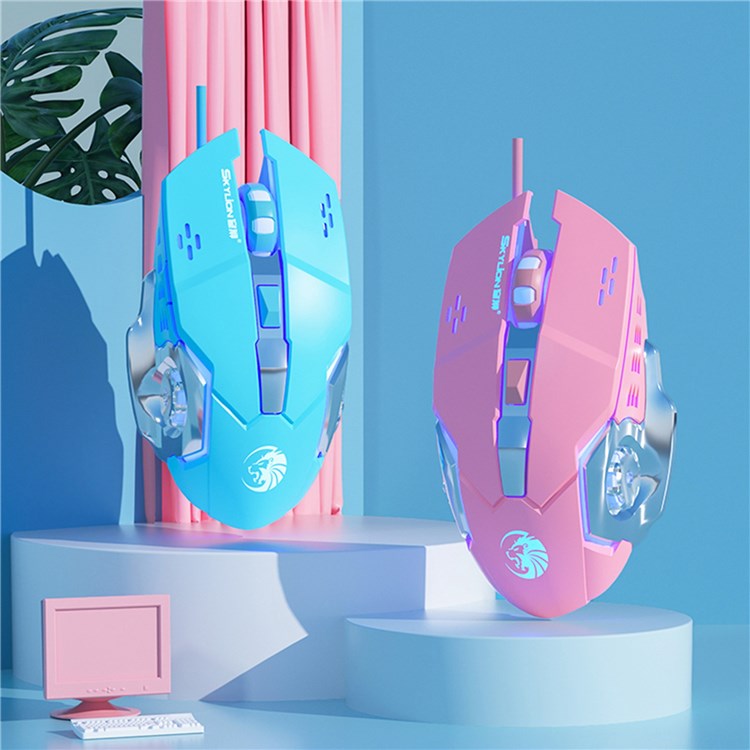 SKYLiON F5 2400 DPI 6 Keys USB Wired Breathing Light Gaming Mouse Computer Laptop Gaming Mice - Pink Mute
