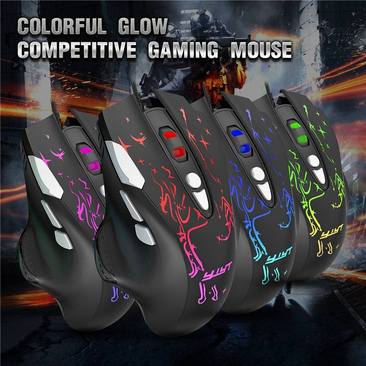 YWYT G855 Wired RGB Gaming Mouse 8-Button 6400 DPI Office Home Mice with Side Buttons