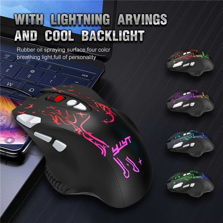YWYT G855 Wired RGB Gaming Mouse 8-Button 6400 DPI Office Home Mice with Side Buttons