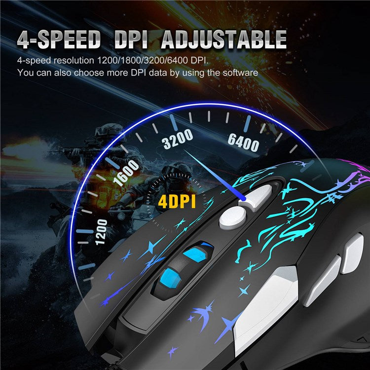 YWYT G855 Wired RGB Gaming Mouse 8-Button 6400 DPI Office Home Mice with Side Buttons
