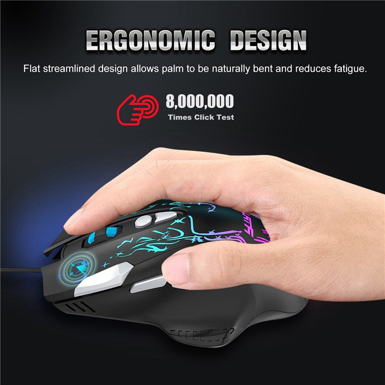 YWYT G855 Wired RGB Gaming Mouse 8-Button 6400 DPI Office Home Mice with Side Buttons