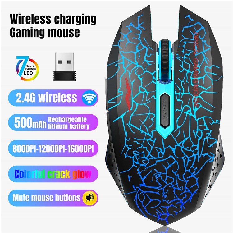 W210 2.4GHz Wireless Bluetooth Silent Mouse RGB Light 6-Button Computer Mice with 1600 DPI for PC Laptop