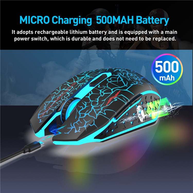 W210 2.4GHz Wireless Bluetooth Silent Mouse RGB Light 6-Button Computer Mice with 1600 DPI for PC Laptop