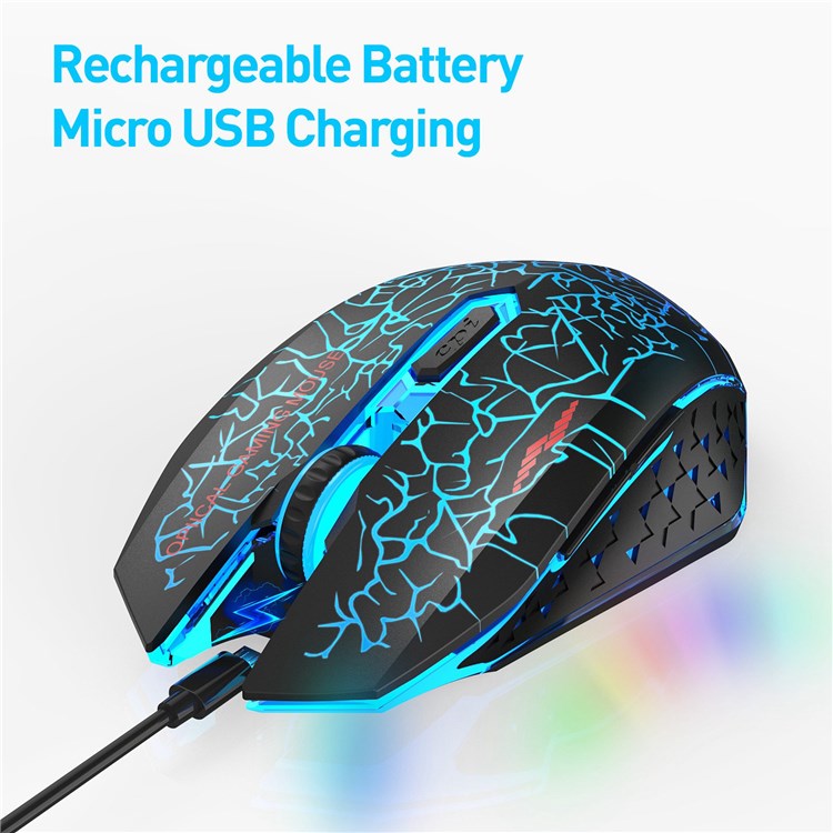 W210 2.4GHz Wireless Bluetooth Silent Mouse RGB Light 6-Button Computer Mice with 1600 DPI for PC Laptop