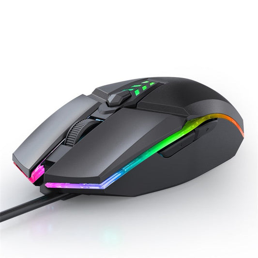 MORZZOR S700 Mute 1600 DPI Optical Mouse USB Wired Computer Laptop Gaming Mice with Colorful Breathing Light - Black