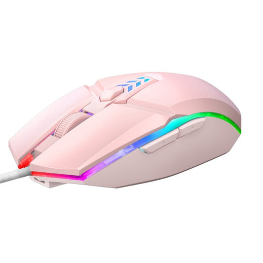 MORZZOR S700 Mute 1600 DPI Optical Mouse USB Wired Computer Laptop Gaming Mice with Colorful Breathing Light - Pink