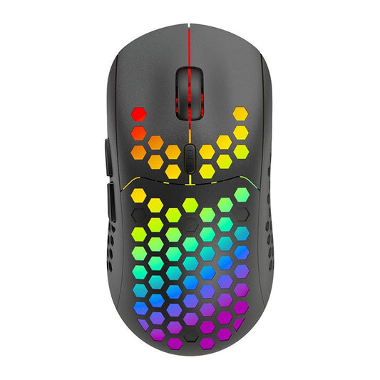 HEITIENIU BL110 2.4G Wireless Mouse 3200DPI Honeycomb Hollow Optical Mouse with RGB Light for PC, Laptop - Black