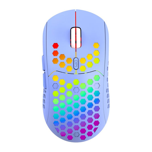 HEITIENIU BL110 2.4G Wireless Mouse 3200DPI Honeycomb Hollow Optical Mouse with RGB Light for PC, Laptop - Blue