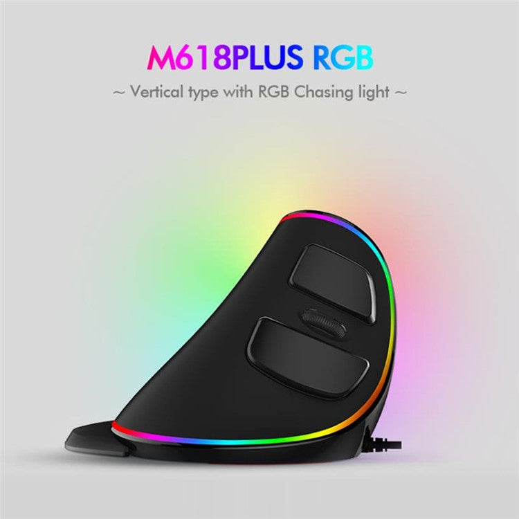 DELUX M618 Plus Ergonomic Vertical Wired Mouse 6 Buttons 4000 DPI Optical Mice with RGB Light for PC Laptop