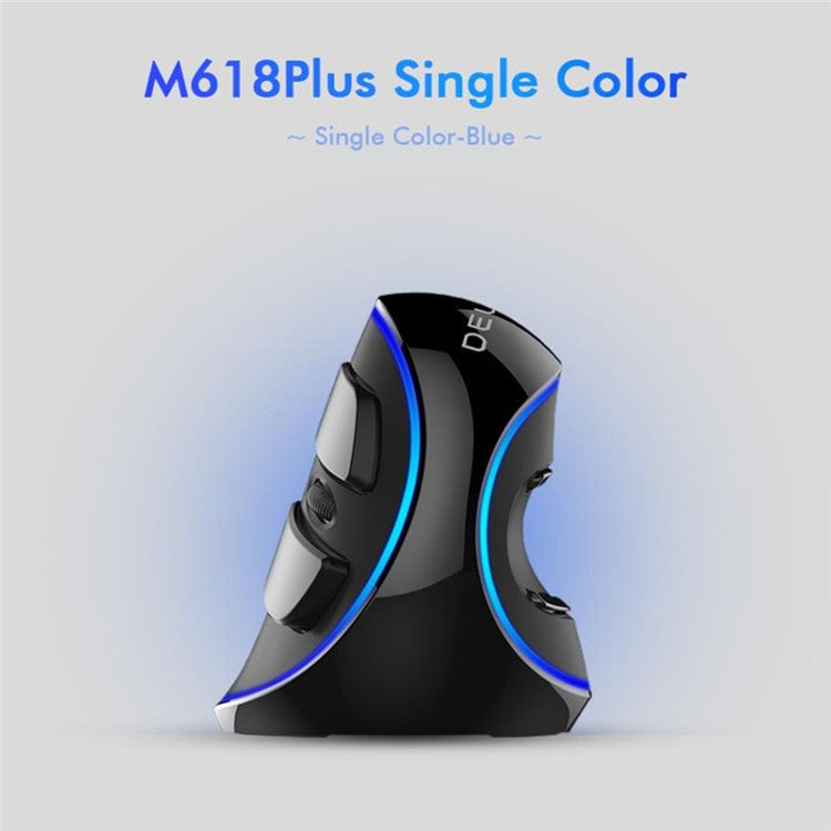 DELUX M618 Plus Ergonomic Vertical Wired Mouse 6 Buttons 4000 DPI Optical Mice with RGB Light for PC Laptop