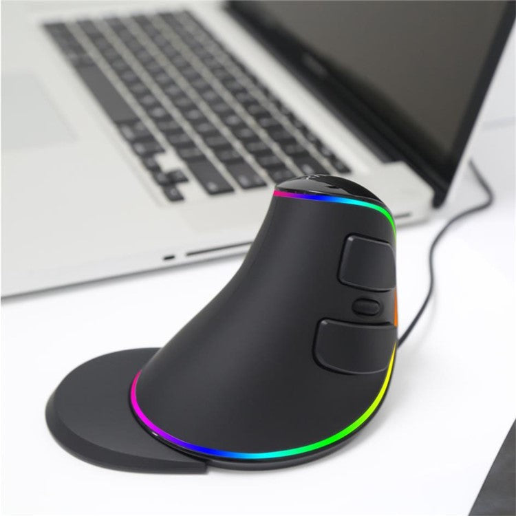 DELUX M618 Plus Ergonomic Vertical Wired Mouse 6 Buttons 4000 DPI Optical Mice with RGB Light for PC Laptop