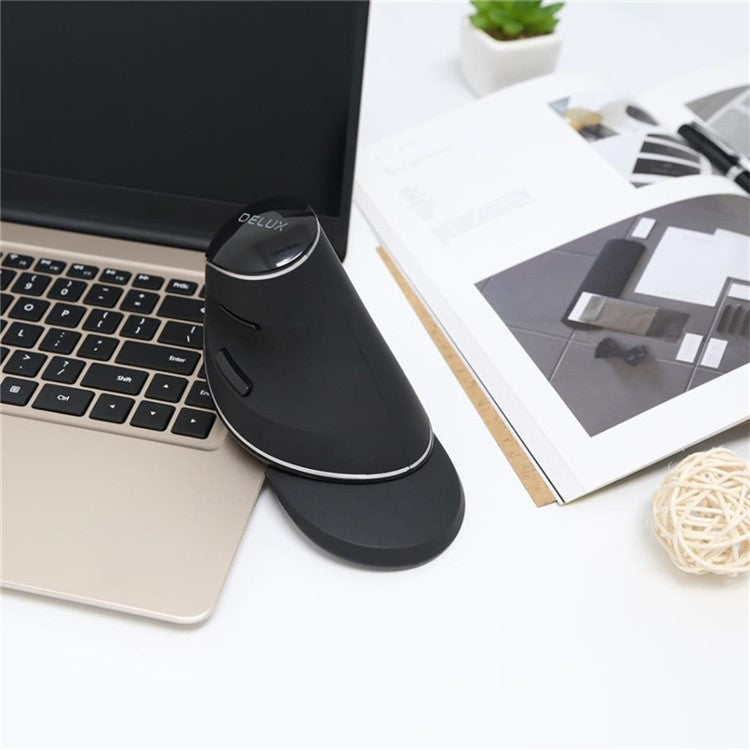 DELUX M618 Plus Ergonomic Vertical Wired Mouse 6 Buttons 4000 DPI Optical Mice with RGB Light for PC Laptop