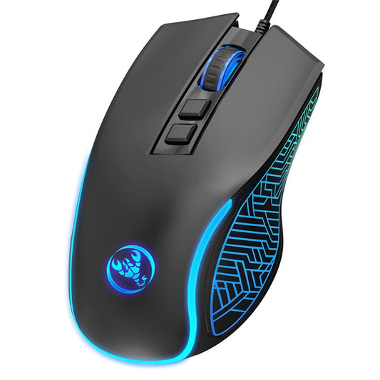 HXSJ X100 USB Wired Gaming Mouse 3600DPI Colorful Light Computer Laptop Mice - Black