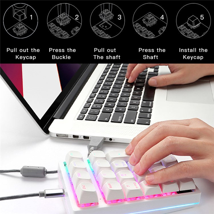 MOTOSPEED K24 Pro RGB Backlight USB Wired Mechanical Numeric Keypad 21 Keys Numpad - White