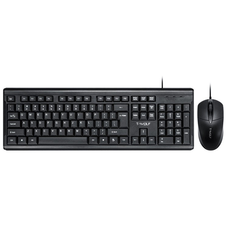 T-WOLF TF500 USB Wired Keyboard Mouse Set 104 Keys Keyboard for Computer PC Laptop