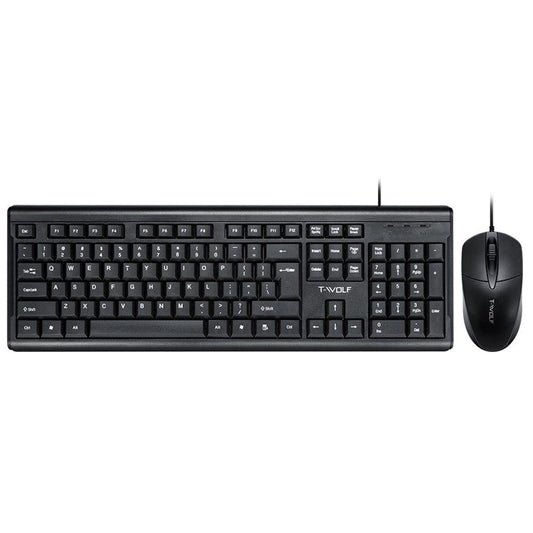 T-WOLF TF500 USB Wired Keyboard Mouse Set 104 Keys Keyboard for Computer PC Laptop
