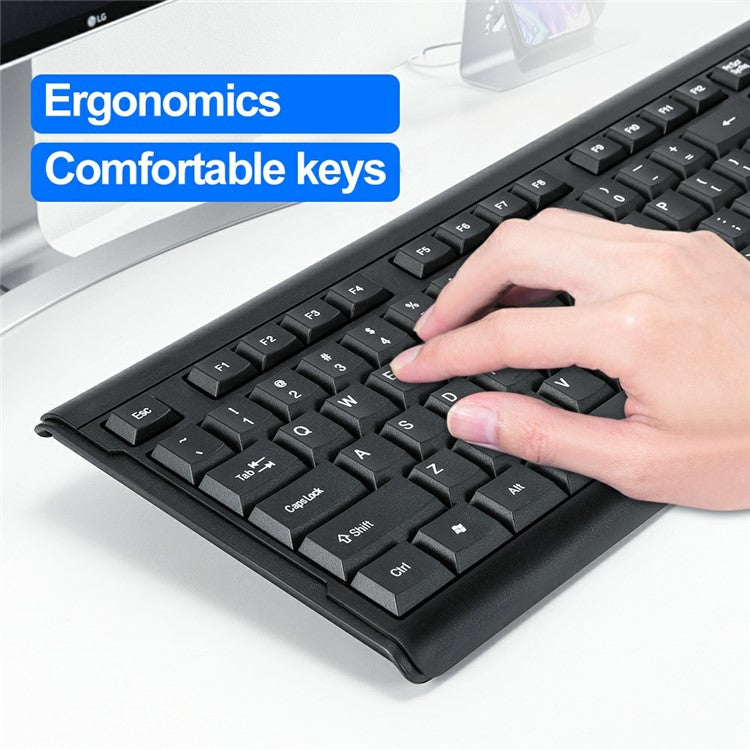T-WOLF TF500 USB Wired Keyboard Mouse Set 104 Keys Keyboard for Computer PC Laptop
